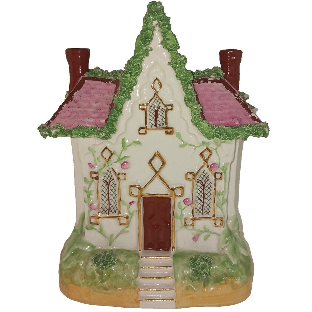 Antique Staffordshire Figure Pearlware Pottery Cottage House 19th c. Coalport